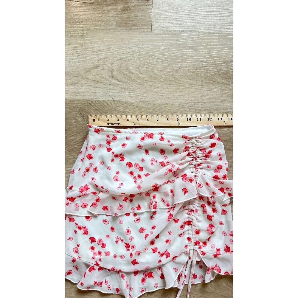 Princess Polly Ruffled Mini Skirt Women 2 Ruched Coquette Cottagecore Romantic